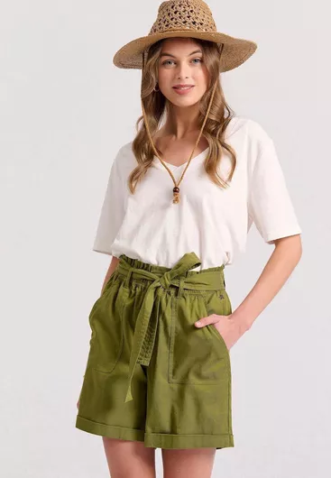 Funky Buddha Γυναικείο Ψηλόμεσο Σορτς Χακί