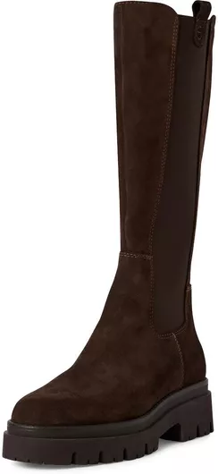 Δερμάτινες Γυναικείες Μπότες με Μεσαίο Τακούνι Καφέ