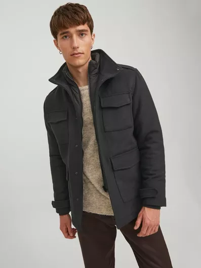 Jack & Jones Χειμωνιάτικο Μπουφάν Παρκά Μαύρο