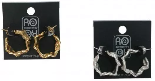Σκουλαρίκι Ro Accessories Κρίκοι Αυτιών Matte Effect E357 Χρυσό