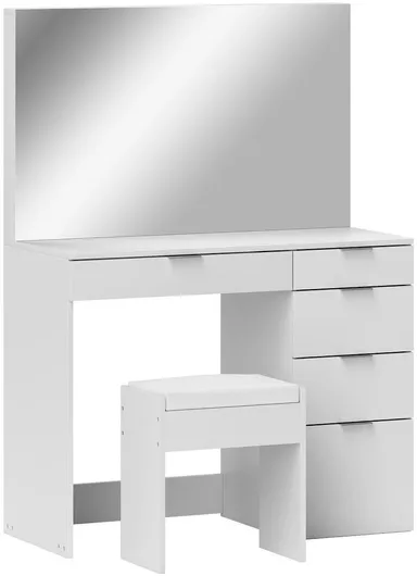 Τουαλέτα Κρεβατοκάμαρας Ξύλινη με Καθρέπτη & Επένδυση Δερματίνης 97.2x44.6x136.5cm Λευκό