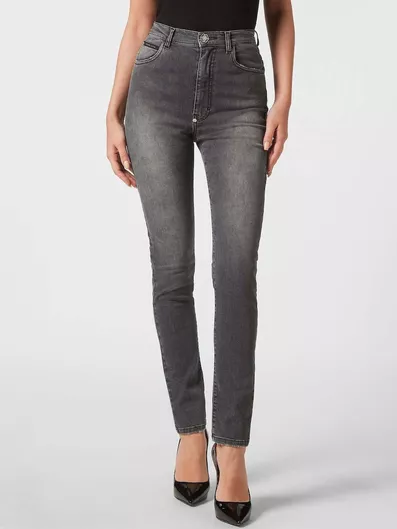 Philipp Plein Ψηλόμεσο Γυναικείο Jean Παντελόνι σε Slim Εφαρμογή