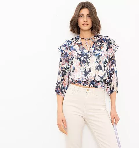 Only Γυναικεία Μπλούζα με Μανίκι 3/4 Floral Cloud Dancer