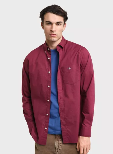 Gant Μακρυμάνικo Βαμβακερό Πουκάμισο σε Κανονική Γραμμή Red Wine