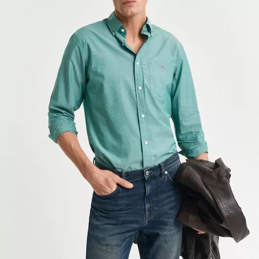 Gant Μακρυμάνικo Βαμβακερό Πουκάμισο Πράσινο, Deep Green