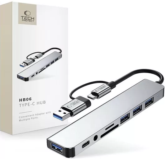 USB 3.0 Hub Tech-Protect HB06 5 Θυρών με σύνδεση USB-A / USB-C Γκρι