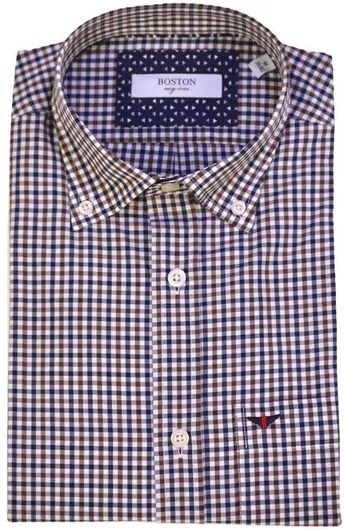 Ανδρικό Πουκάμισο Boston 4360-4 Καρό Μπεζ