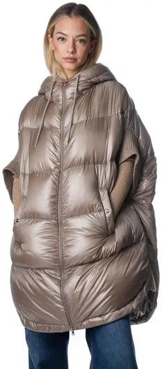 Herno Woven Κοντό Γυναικείο Αμάνικο Puffer Μπουφάν για Χειμώνα Μπεζ