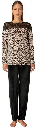 Milena by Paris Χειμερινό Γυναικείο Σετ Πιτζάμας Βελουτέ Μαύρο