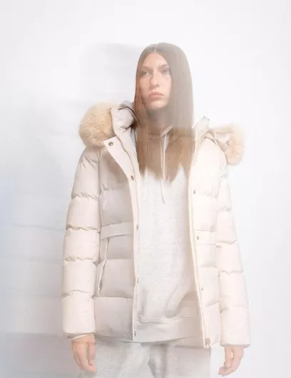 Splendid Κοντό Γυναικείο Puffer Μπουφάν για Χειμώνα Μπεζ