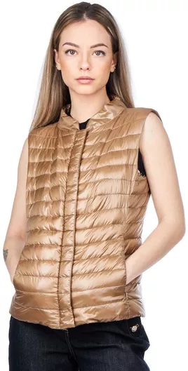 Herno Κοντό Γυναικείο Αμάνικο Puffer Μπουφάν για Χειμώνα Καφέ