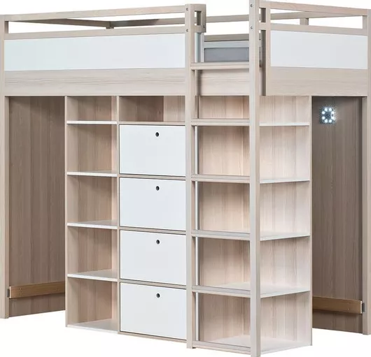 Παιδικό Κρεβάτι Κουκέτα Spot Young Πολυμορφική με Αποθηκευτικό Χώρο Μπεζ/Λευκό