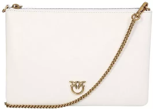Pinko Δερμάτινος Γυναικείος Φάκελος Λευκός