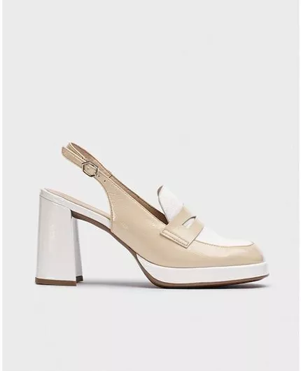 Wonders Δερμάτινες Γόβες με Ψηλό Τακούνι Μπεζ