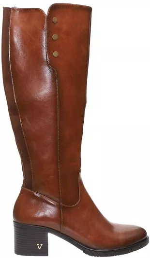 Envie Shoes Δερμάτινες Γυναικείες Μπότες με Μεσαίο Τακούνι Καφέ