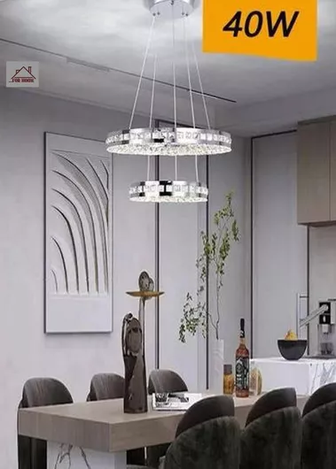 ForHome Κρεμαστό Φωτιστικό LED με Κρύσταλλα Ασημί 120x50εκ.