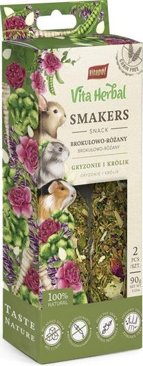 Λιχουδιά Vitapol για Ινδικό Χοιρίδιο / Κουνέλι / Σκίουρο / Τσιντσιλά / Χάμστερ με Τριαντάφυλλο Vita Herbal Smakers 2τμχ