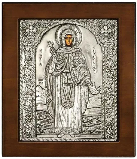 Εικόνα Αγία Παρασκευή από Ασήμι 925 14x17cm