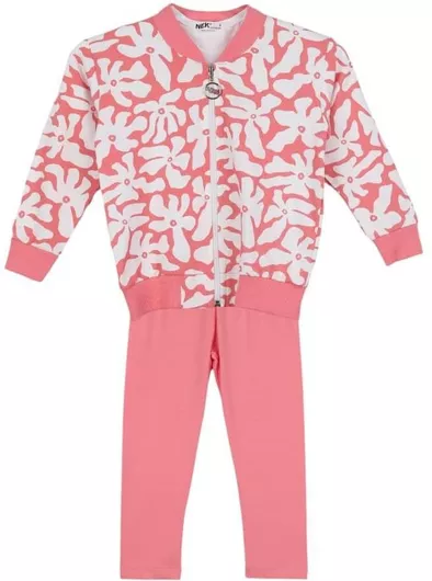 Nek Kids Wear Παιδικό Σετ με Κολάν Καλοκαιρινό 3τμχ Λευκο/σομον