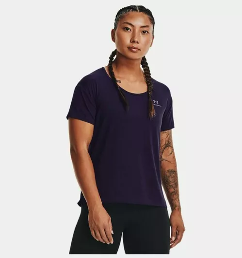 Under Armour Γυναικείο Αθλητικό T-shirt με V Λαιμόκοψη Μοβ