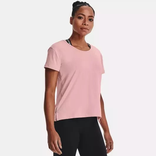 Under Armour Rush Energy Core Γυναικείο Αθλητικό T-shirt με V Λαιμόκοψη Ροζ