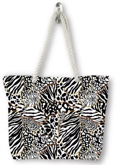 Τσάντα Θαλάσσης Υφασμάτινη με Καπέλο Animal Print