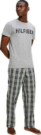 Tommy Hilfiger Καλοκαιρινή Ανδρική Μπλούζα Πιτζάμας Βαμβακερή Γκρι