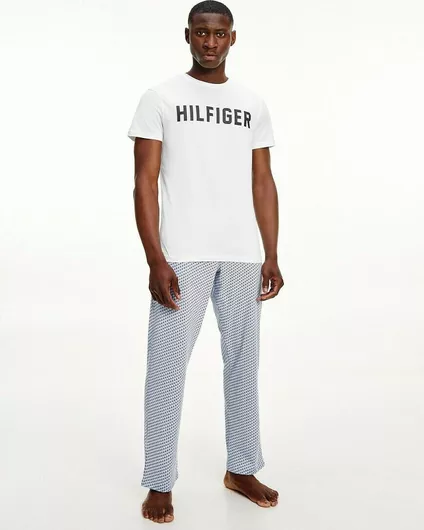 Tommy Hilfiger Καλοκαιρινή Ανδρική Μπλούζα Πιτζάμας Βαμβακερή Λευκό