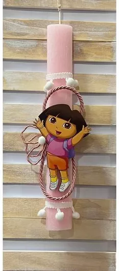 Πασχαλινή Λαμπάδα Aggelography Αρωματική με Στολίδι Ντόρα Μικρή Εξερευνήτρια Ροζ