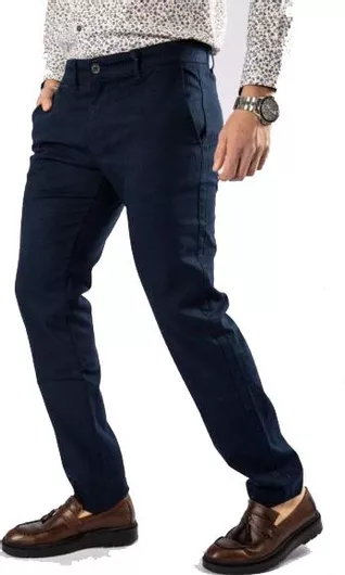 Al Franco 5001 Παντελόνι Chino Ελαστικό σε Κανονική Εφαρμογή Navy