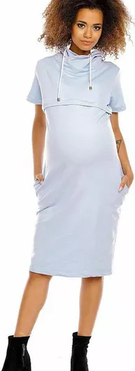 PeeKaBoo 1581 Κοντομάνικο Φόρεμα Εγκυμοσύνης Γαλάζιο