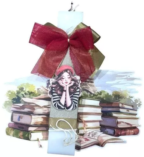 Feeling Wood Πασχαλινη Λαμπαδα Paris Girl Lτ2025067 25cm 1 τεμάχιο Πολύχρωμο