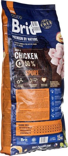 Brit Premium by Nature Sport 15kg Ξηρά Τροφή για Ενήλικους Σκύλους με Κοτόπουλο και Λαχανικά