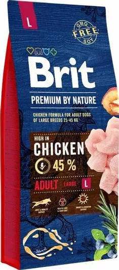 Brit Premium by Nature Adult Large 15kg Ξηρά Τροφή χωρίς Γλουτένη για Ενήλικους Σκύλους Μεγαλόσωμων Φυλών με Κοτόπουλο