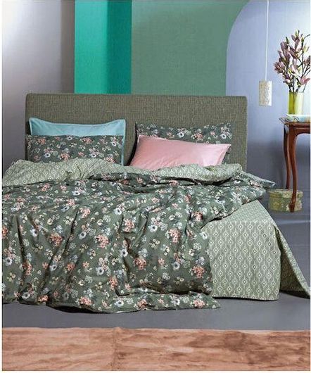 Παπλωματοθήκη Kentia Σετ Βαμβακερή Ημίδιπλη με Μαξιλαροθήκη 180x240 Susanna 02 Πράσινο