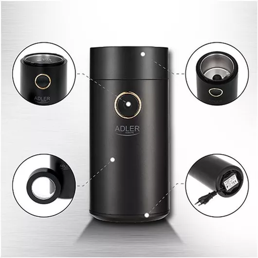 Ηλεκτρικός Μύλος Καφέ Adler 150W με Χωρητικότητα 75gr Μαύρο