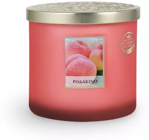Αρωματικό Κερί Heart & Home Σόγιας σε Βάζο με Άρωμα Ροδάκινο 230gr