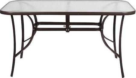 Τραπέζι Εξωτερικού Χώρου Μεταλλικό με Γυάλινη Επιφάνεια 15090BR Καφέ 150x90x72cm