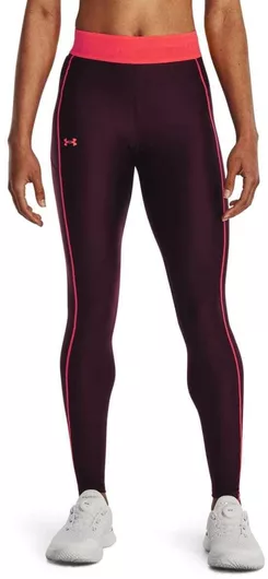 Under Armour HeatGear® Branded Waistband Training Γυναικείο Μακρύ Κολάν Ψηλόμεσο Μπορντό