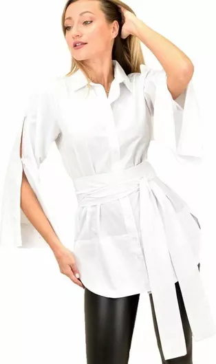 Potre Μακρυμάνικο Γυναικείο Πουκάμισο Λευκό Μονόχρωμο