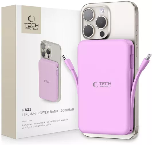 Power Bank Tech-Protect PB31 Lifemag MagSafe 10000mAh Lavender