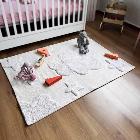 Παιδικό Χαλί Baby Bliss Σύννεφα Βαμβακερό 100x140cm Εκρού
