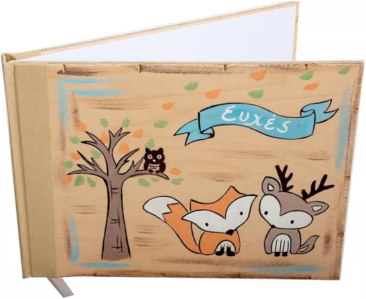 Βιβλίο Ευχών Ευχολόγιο 21x28cm 78 Σελίδες Ζώα Του Δάσους Εξώφυλλο Ξύλινο Ζωγραφισμένο Στο Χέρι