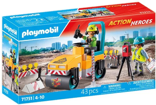 Playmobil Action Heroes Οδοστρωτήρας & Εργάτες για 4-10 ετών