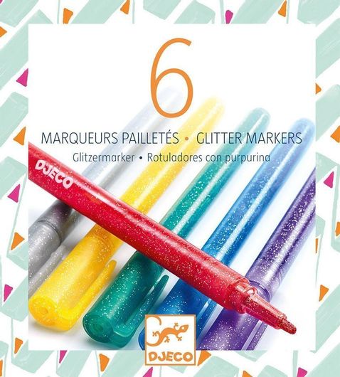 Μαρκαδόροι Ζωγραφικής Djeco με Χρυσόσκονη Glitter Λεπτοί 10τμχ Πολύχρωμο
