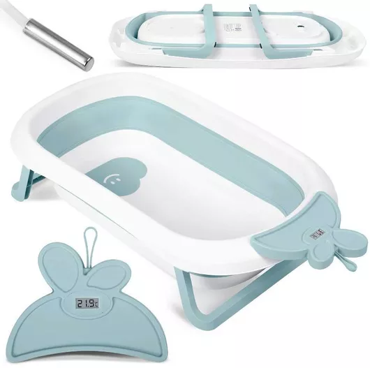 Μπανιέρα Μωρού Ricokids Πτυσσόμενη με Θερμόμετρο Γαλάζια