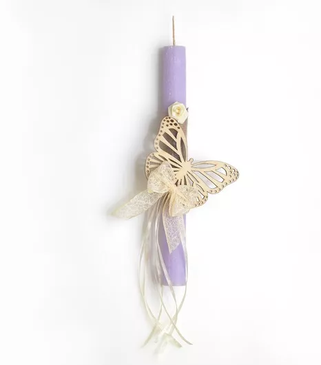 Πασχαλινή Λαμπάδα Πεταλούδα Πλακέ Αρωματική & Χειροποίητη Μοβ