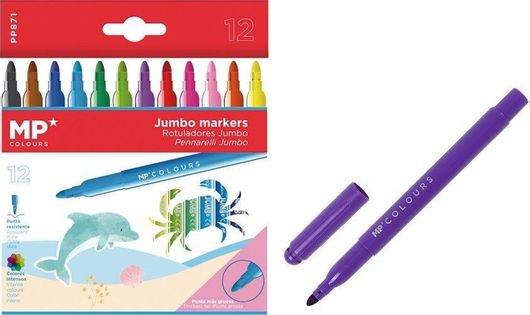 Μαρκαδόροι Ζωγραφικής Madrid Papel Jumbo Markers Χονδροί 12τμχ Πολυχρωμο