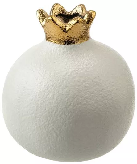 Κεραμικό Ρόδι Λευκό Ματ Χρυσό 12,7cm