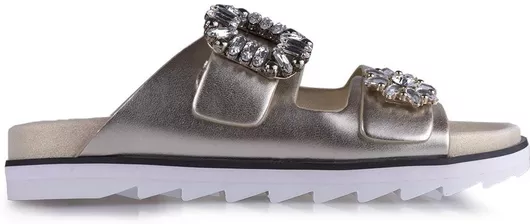 Guess Cambrie Γυναικεία Σανδάλια Χρυσό